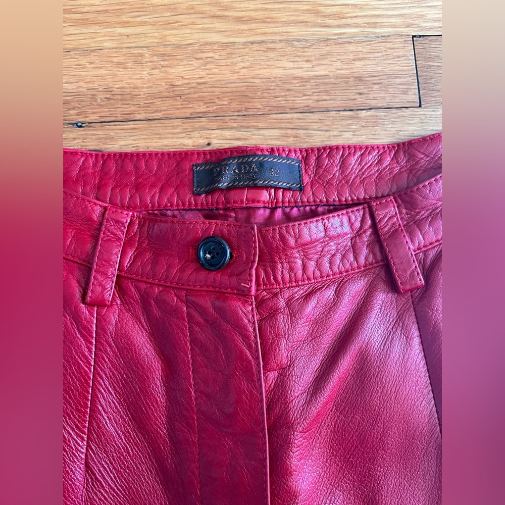 Red Prada Leather Pants - Picture 3 of 5